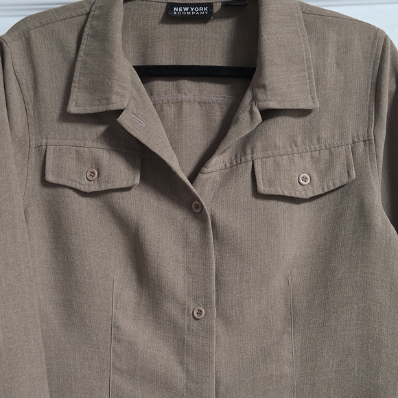New York & Company Women's Brown Button Up Shirt Jacket Size L - Picture 4 of 4